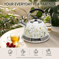 White Floral Enamel Kettle