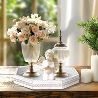 Retro White Beaded Wood Tray