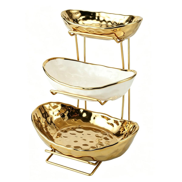 Gold Three-Tier Fruit Stand