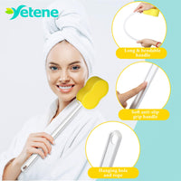 Yellow Long-Handle Bath Sponge (Set of 3)
