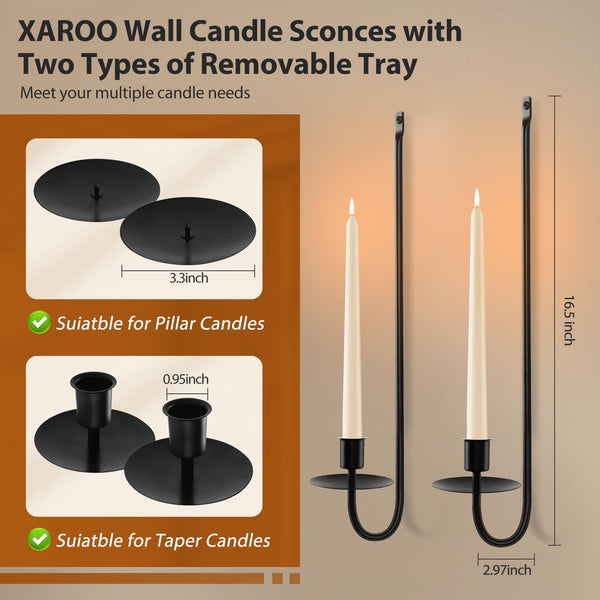 Black Wall Candle Sconces (Set of 2)