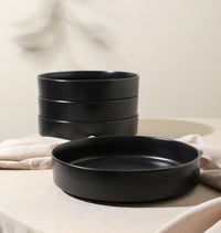 Black Stoneware Pasta Bowls (Set of 4)