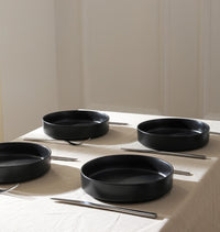Black Stoneware Pasta Bowls (Set of 4)