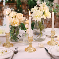 Gold Glass Taper Holders (Set of 12)