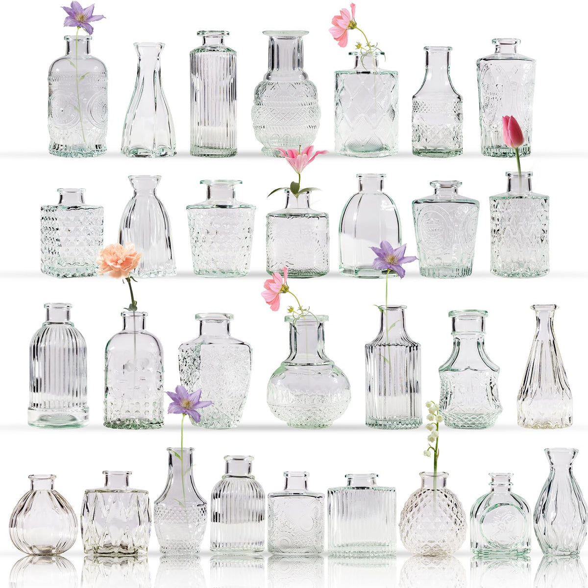 Clear Glass Flower Bud Vases