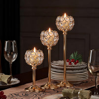 Gold Crystal Candle Holders (Set of 6)
