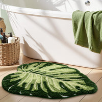 Green Monstera Bath Mat