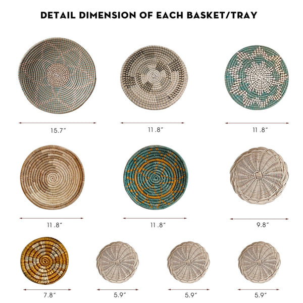 Seagrass Wall Basket Decor (Set of 10)