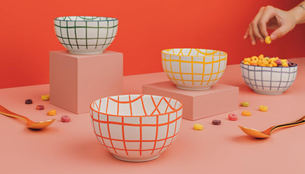 Wobbly Check Country Bowls (Set of 4)