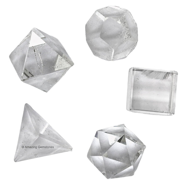 Clear Quartz Platonic Solids (Set of 5)