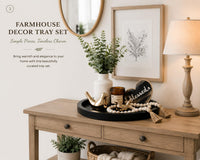 Black Round Wood Tray (Set of 7)