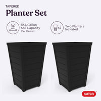 Graphite Wood-Look Planters (Set of 2)