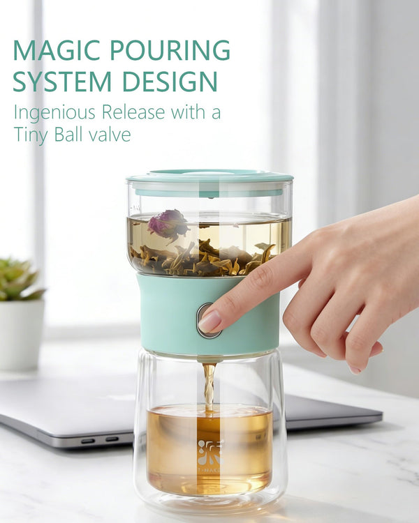 Blue One-Touch Teapot