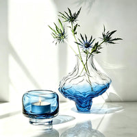Blue Glass Flower Vase