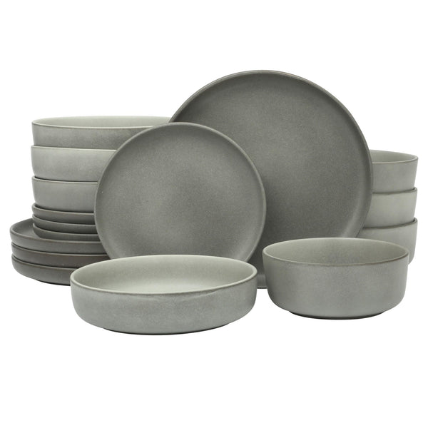 Grey Stoneware Dinnerware (Set of 16)