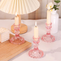 Pink Taper Candlestick Holders (Set of 12)
