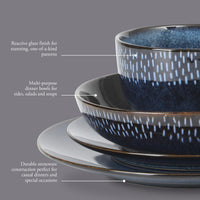 Cobalt Blue Stoneware Dinnerware (Set of 16)