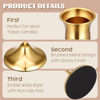 Gold Brass Taper Candle Holders (Set of 24)