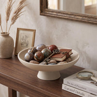 Beige Striped Fruit Bowl