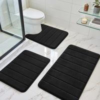 Black Memory Foam Bath Mat (Set of 3)