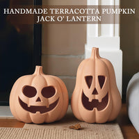 Orange Terracotta Pumpkin Lanterns (Set of 2)