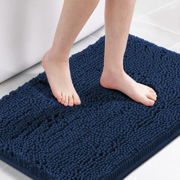 Navy Shag Bath Mat