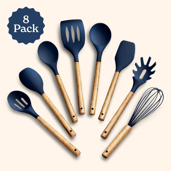 Navy Silicone Utensils (Set of 8)