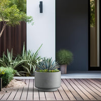 Gray Concrete Pedestal Planter