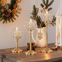 Gold Crystal Candle Holders (Set of 6)
