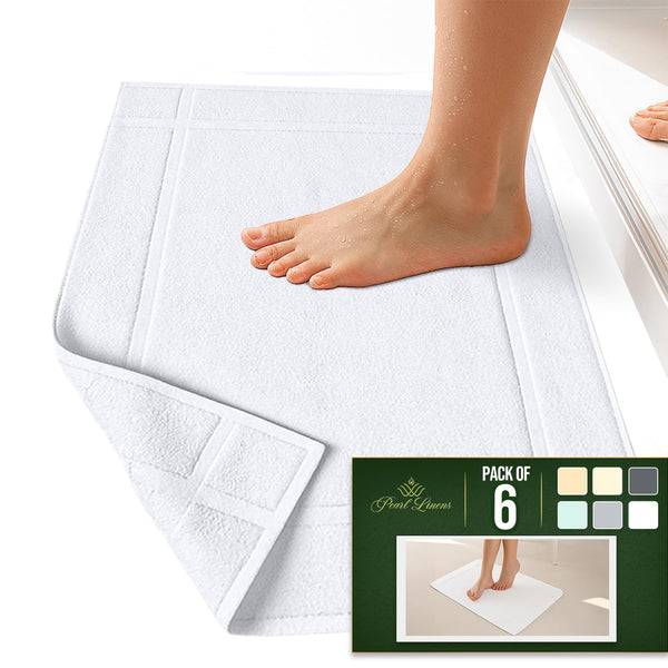 White Cotton Bath Mat (Set of 6)