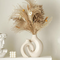 Cream Hollow Ceramic Vase (Set of 2)