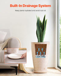 Beige Stone Tall Planters (Set of 2)