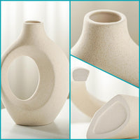 Cream Hollow Ceramic Vase (Set of 2)