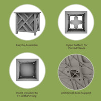 Gray Lattice Planters (Set of 2)