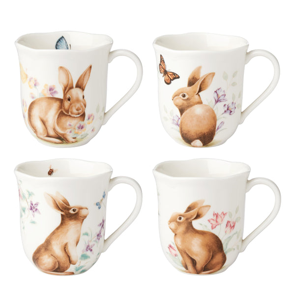 Butterfly Meadow Bunny Mugs (Set of 4)