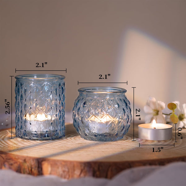 Blue Glass Votive Holders (Set of 12)
