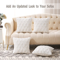 White Faux Wool Pillow Cover (Set of 2)