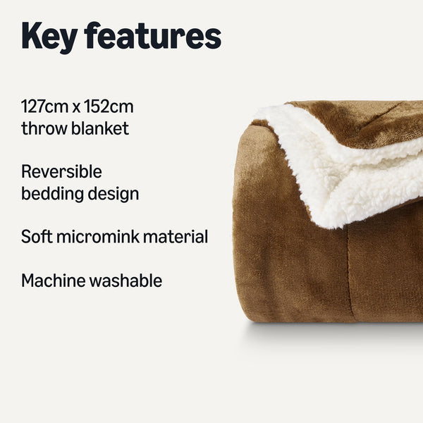Brown Sherpa Throw Blanket
