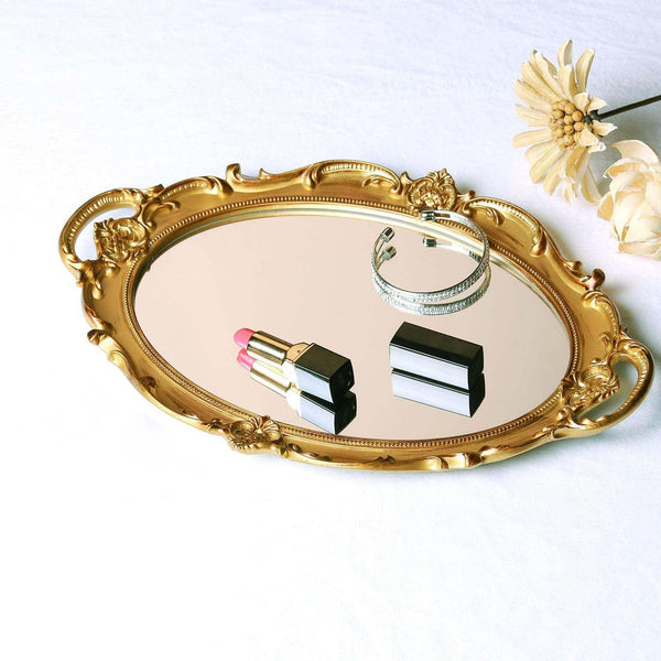 Gold Mirrored Oval Tray