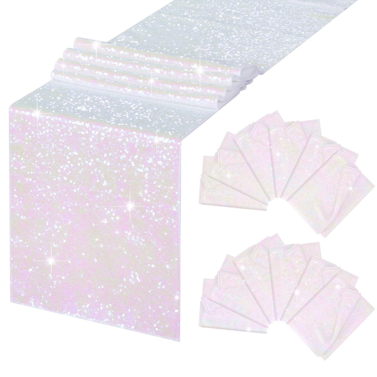 White Iridescent Table Runner