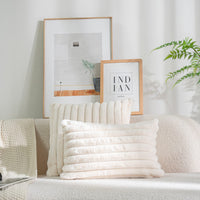 Cream Faux Fur Pillow Cover (Set of 2)