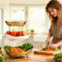 Gold Three-Tier Fruit Stand