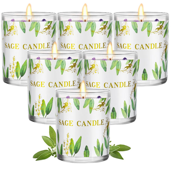 Sage Crystal Candles (Set of 6)