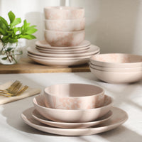 Pink Floral Dinnerware Set (Set of 16)