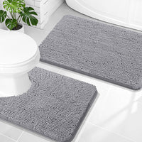 Grey Chenille Bath Mat (Set of 2)