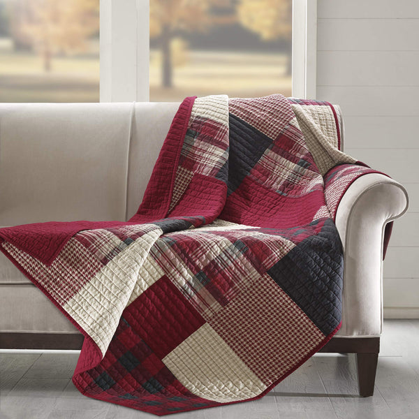 Red Quilted Throw Blanket