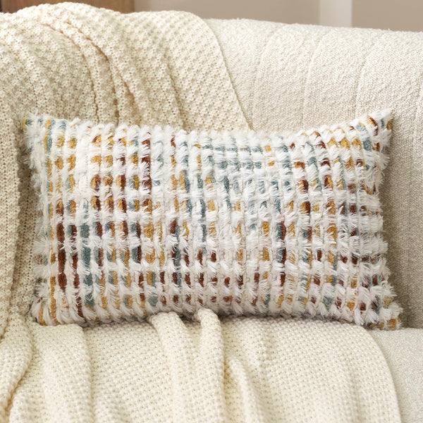 Orange Tufted Lumbar Pillow Cover