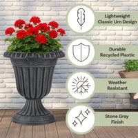Stone Gray Urn Planters (Set of 2)