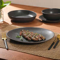 Black Stoneware Dinnerware (Set of 16)