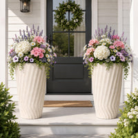 Ivory Marble Tall Planters (Set of 2)